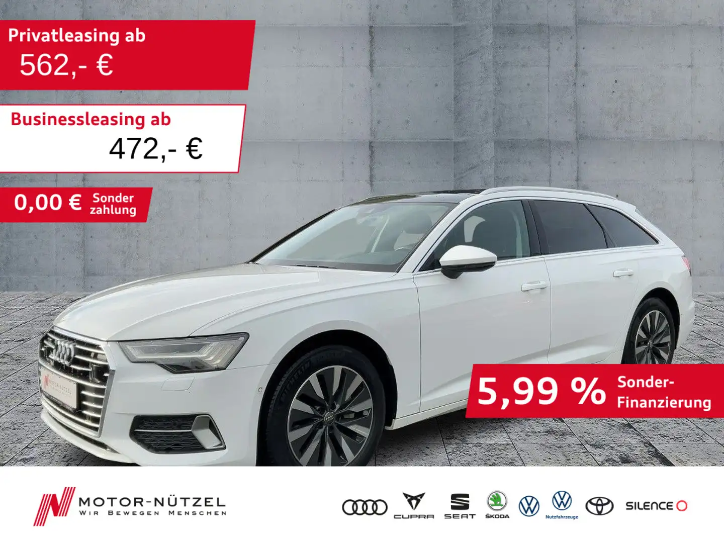 Audi A6 40 TDI QU SPORT MATRIX+NAV+ACC+AHK Weiß - 1