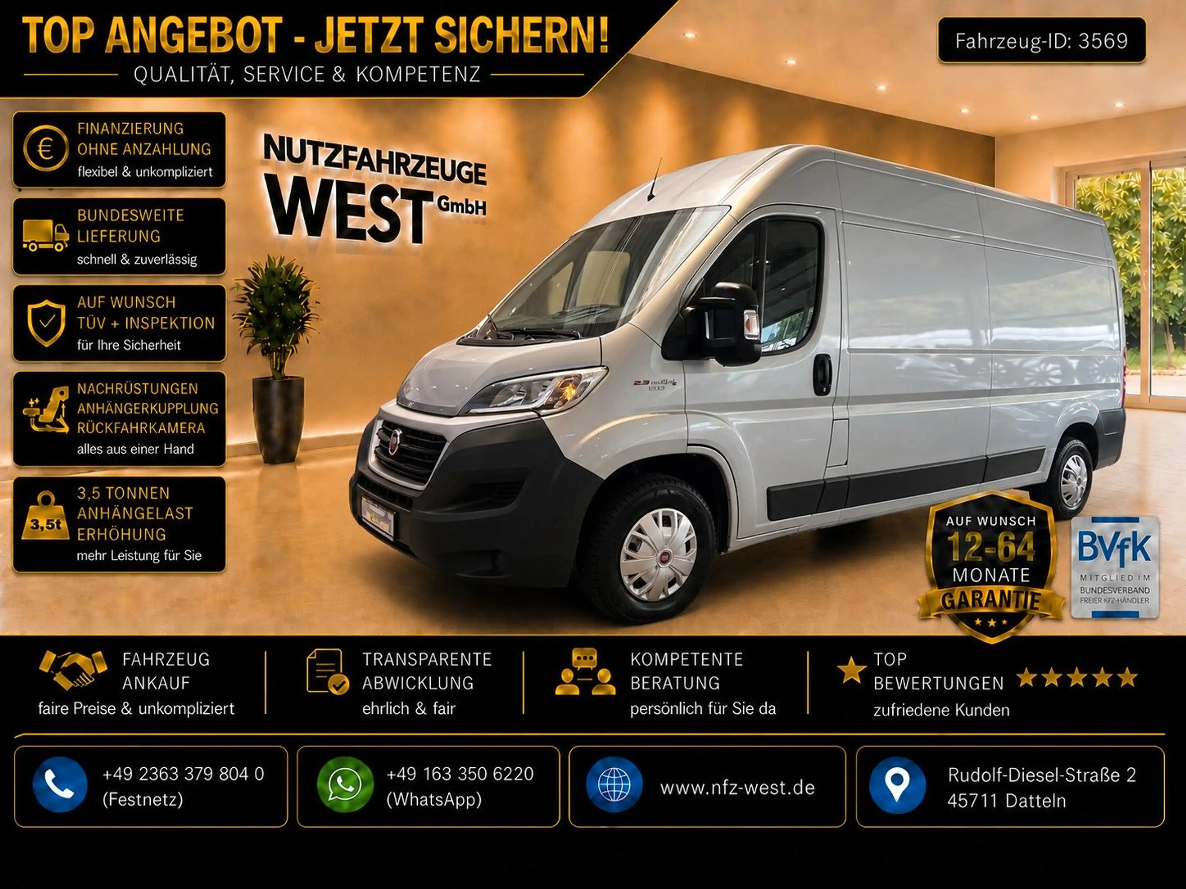 Fiat Ducato 2,3 HDI L3-H2*Maxi Hoch+Lang*1HD*Garantie