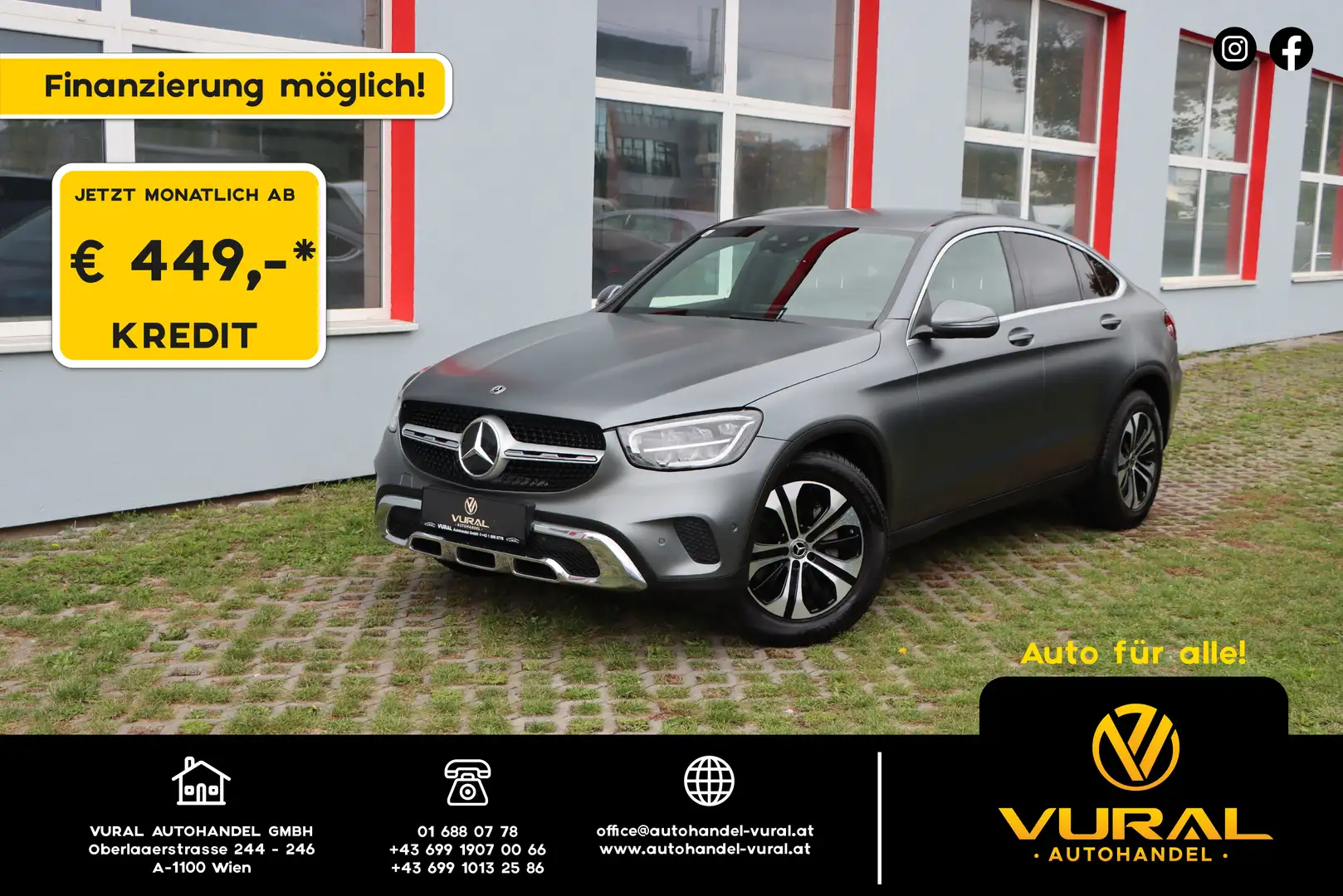 Mercedes-Benz GLC 300 d 4Matic Coupe | Magno Lack | LEDER | NAVI | LED | Grau - 1