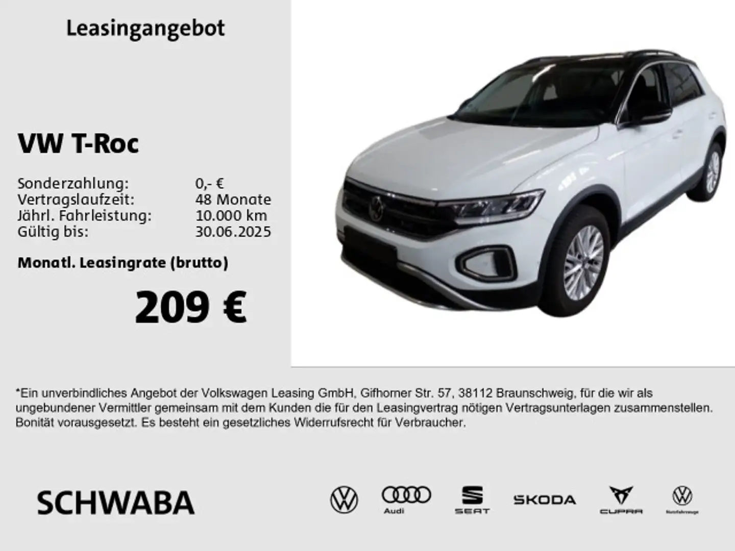 Volkswagen T-Roc Life 1.0 TSI *AHK*NAVI*LED*VIRTUAL*KAM*16* Weiß - 1