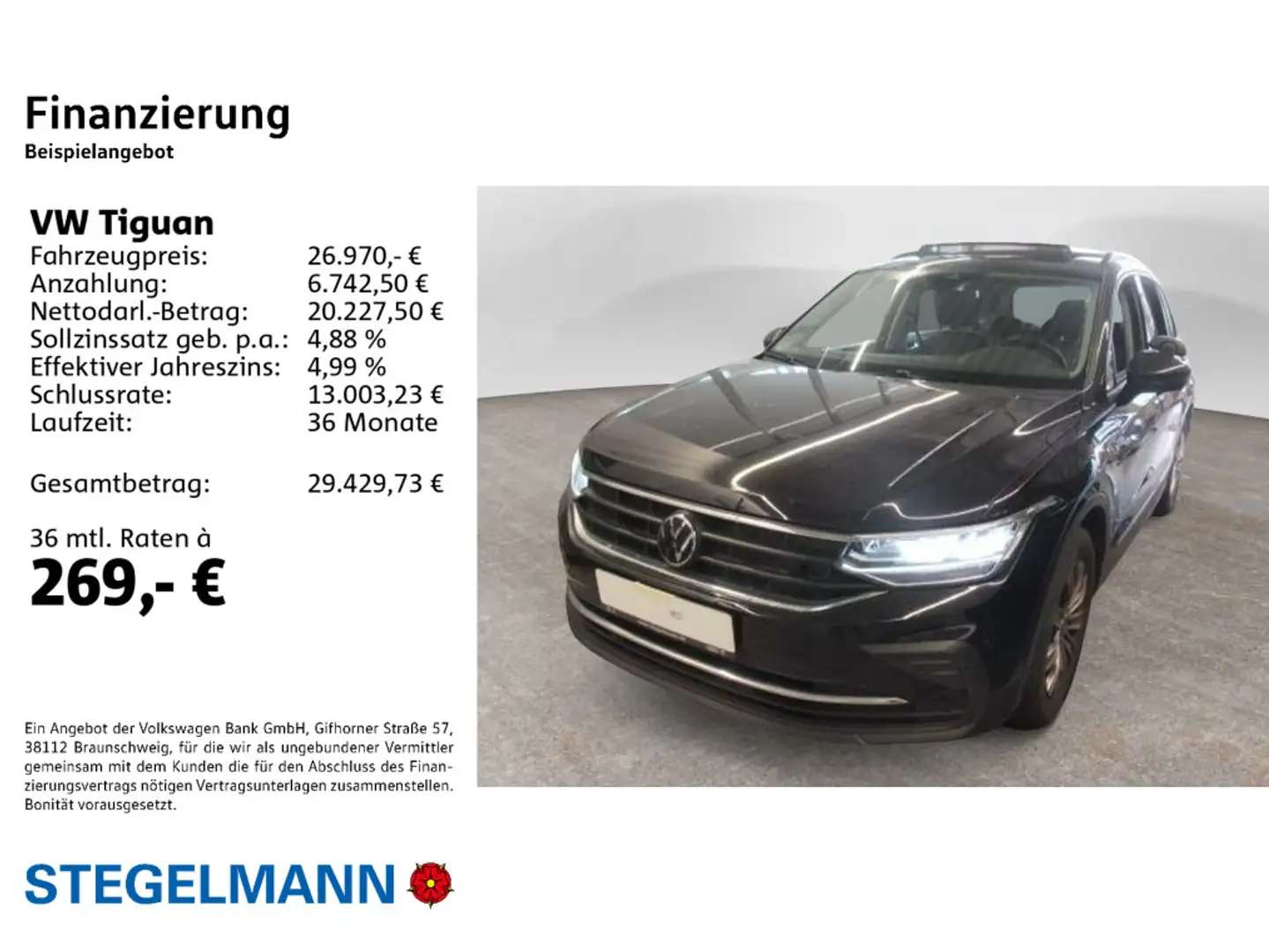 Volkswagen Tiguan 2.0 TDI Life *AHK*LED*Navi*Pano* Schwarz - 2