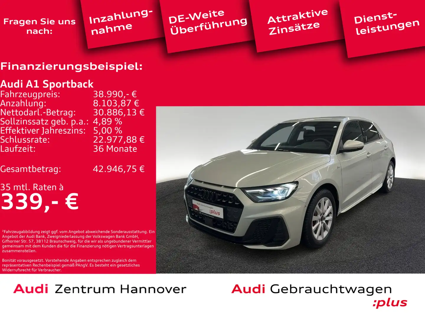 Audi A1 S line 40 TFSI S tronic Silber - 1