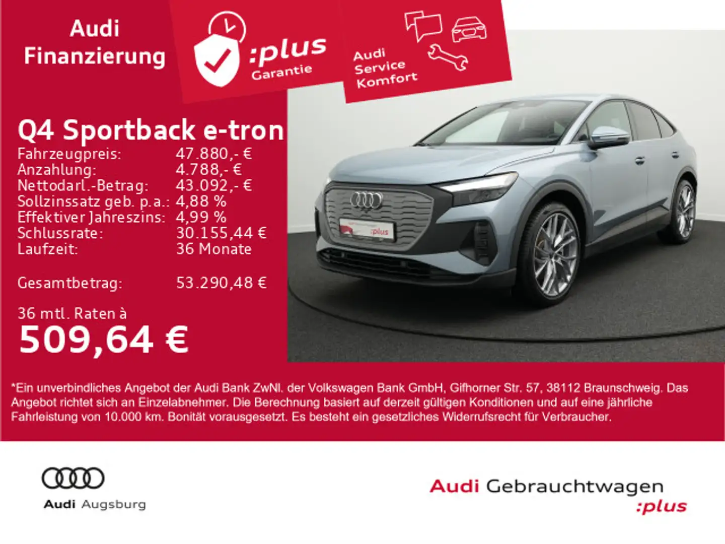 Audi Q4 e-tron 45 S line *Wärmep.*AHK*R-KAM Blau - 1