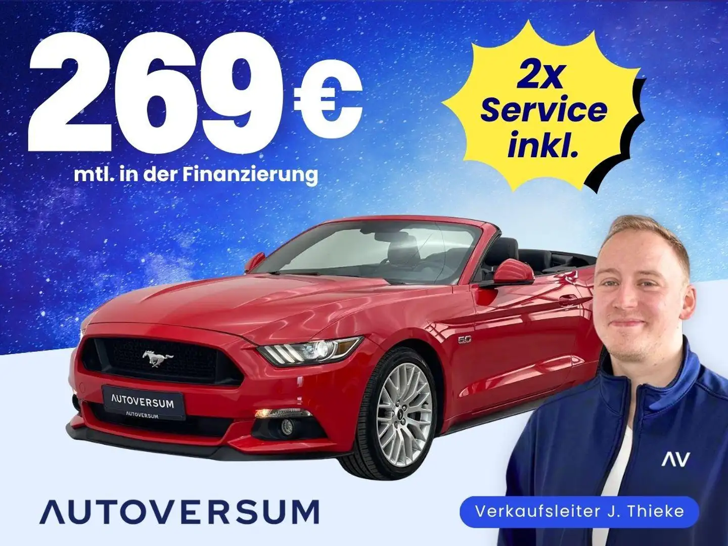 Ford Mustang 5.0 Ti-VCT V8 GT Cabrio TEMP*KAM*KEYLESS Rot - 1