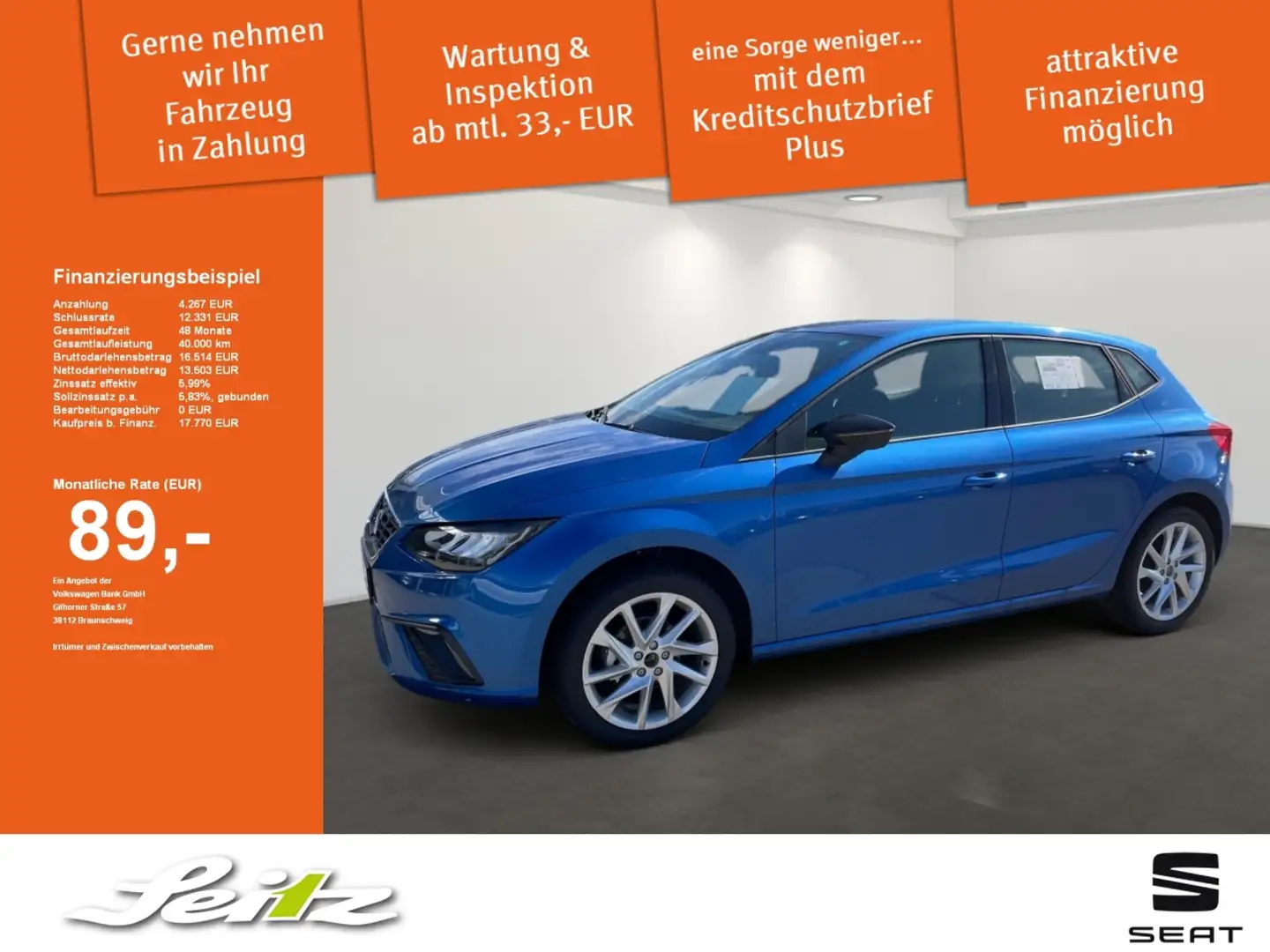 SEAT Ibiza 1.0 TSI FR *PDC*WINTERPAKET*FULL LINK* Blau - 1