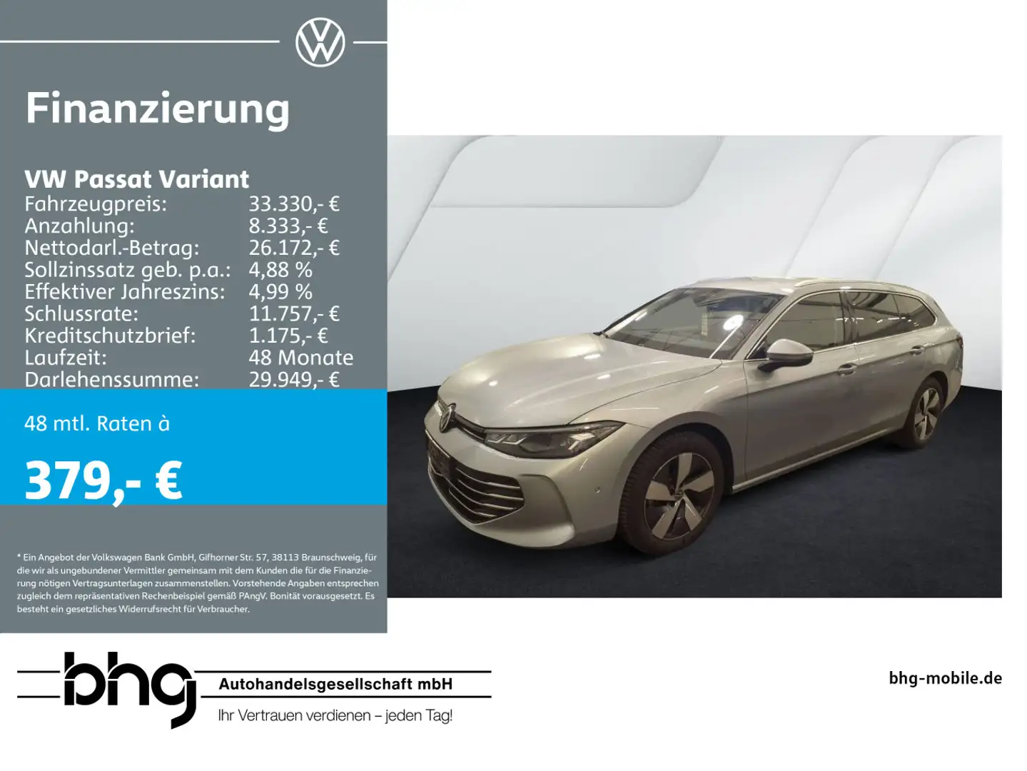 Volkswagen Passat Variant 1.5 e-TSI OPF DSG Business Silber - 1