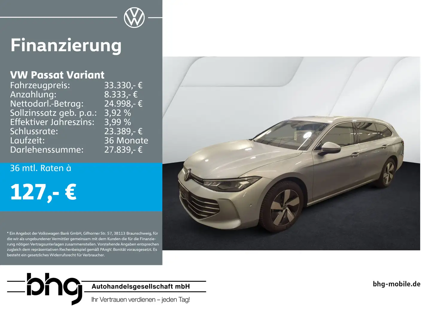 Volkswagen Passat Variant 1.5 e-TSI OPF DSG Business Silber - 1
