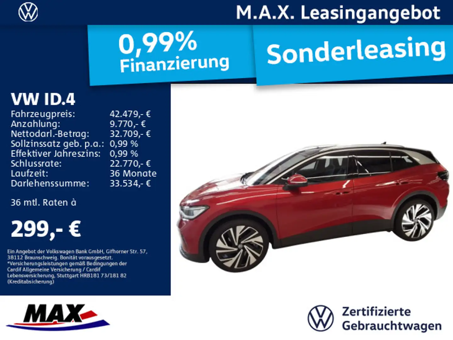 Volkswagen ID.4 PRO PERFORMANCE MOVE MATRIX LED+KAM+AHK+AUG Rot - 1