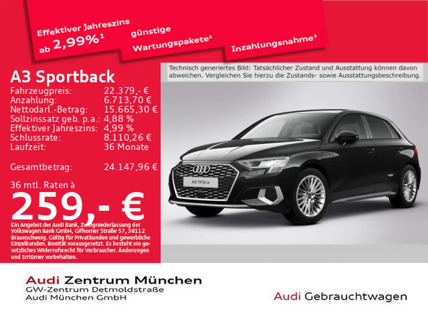 Audi A3 40 TFSI e S tronic advanced Virtual Schwarz - 1