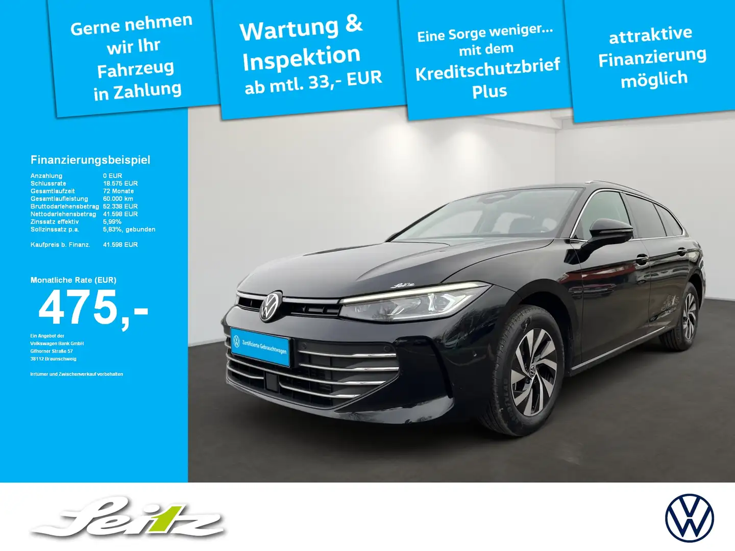 Volkswagen Passat Variant 2.0 TDI Business *AHK*HEAD-UP*NAVI* Schwarz - 1