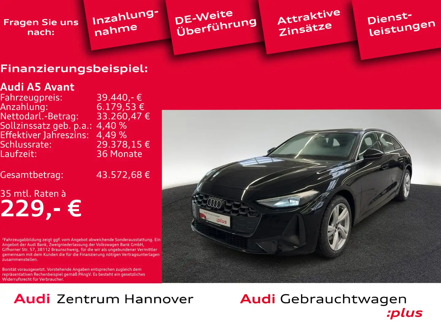 Audi A5 2.0 TFSI Kamera ACC Leder Sportsitze Schwarz - 1