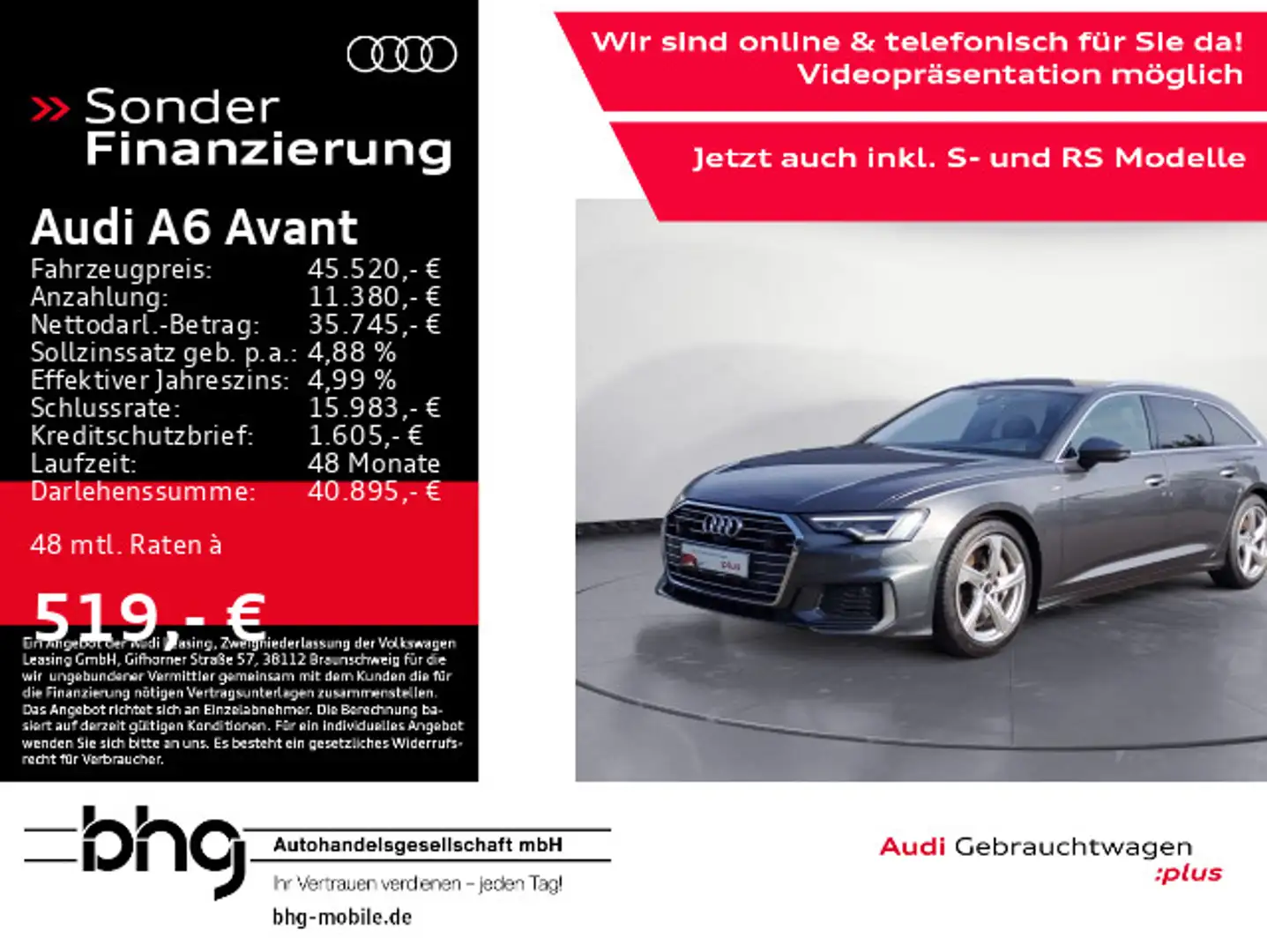 Audi A6 55TFSI quattro S tronic S line MatrixLE Grau - 1