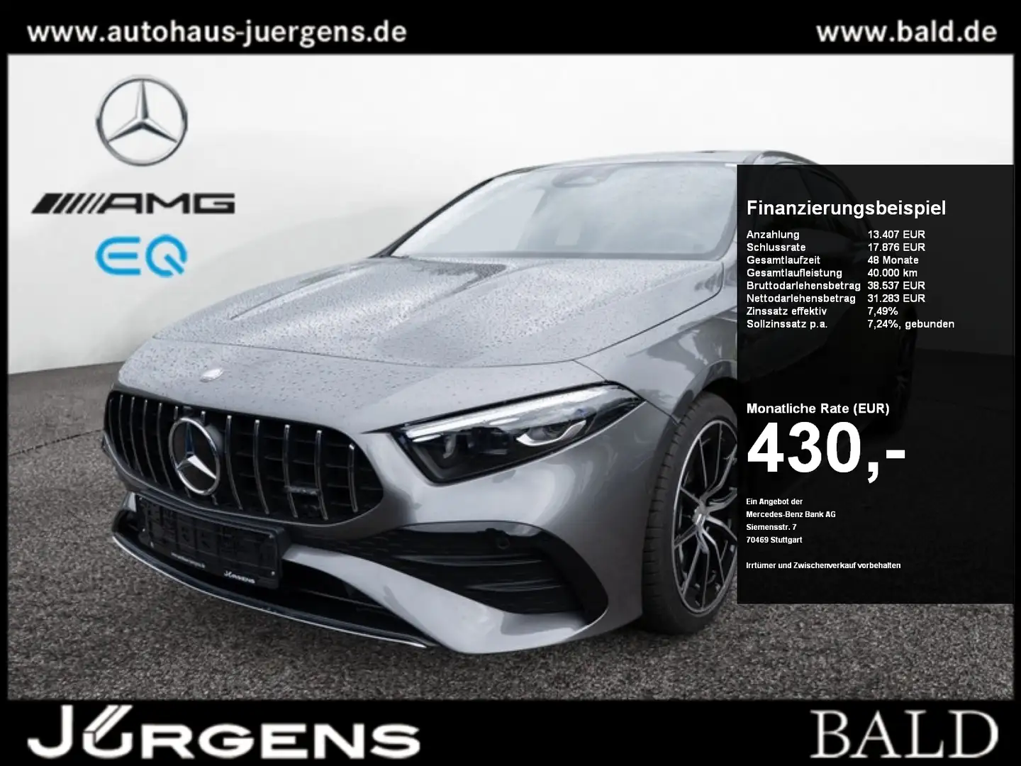 Mercedes-Benz A 35 AMG 4M Multibeam/Cam/Pano/Memo/Totw/Winter Grau - 1