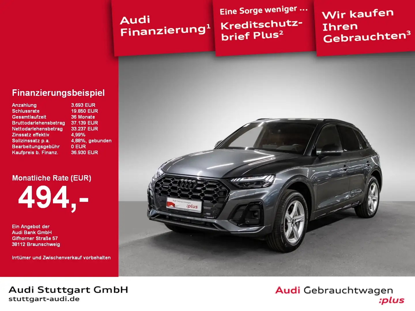 Audi Q5 55 TFSI e quattro S line Matrix Pano Massage Grau - 1