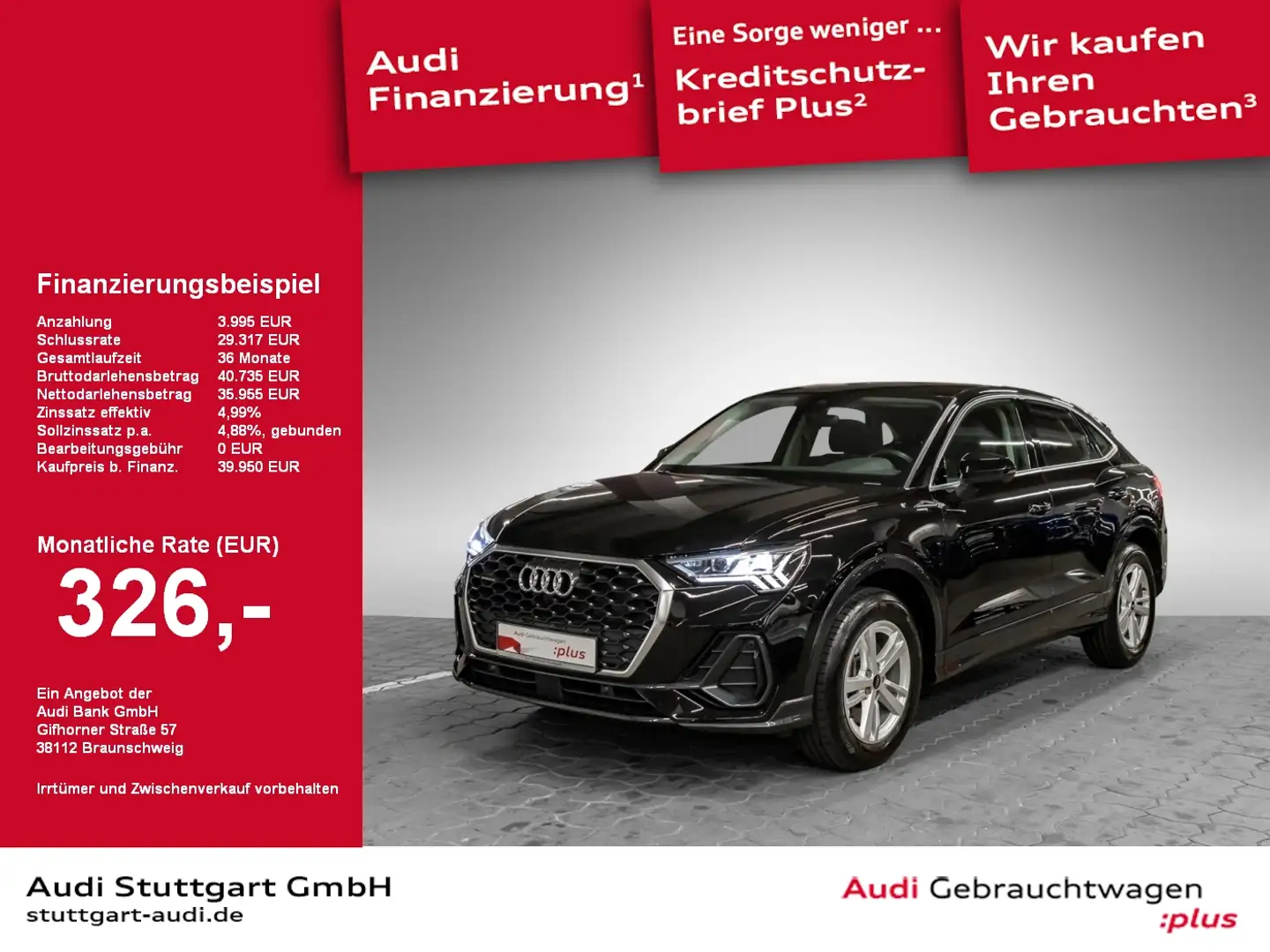 Audi Q3 Sportback 45 TFSI qu design selection Pano SON Schwarz - 1