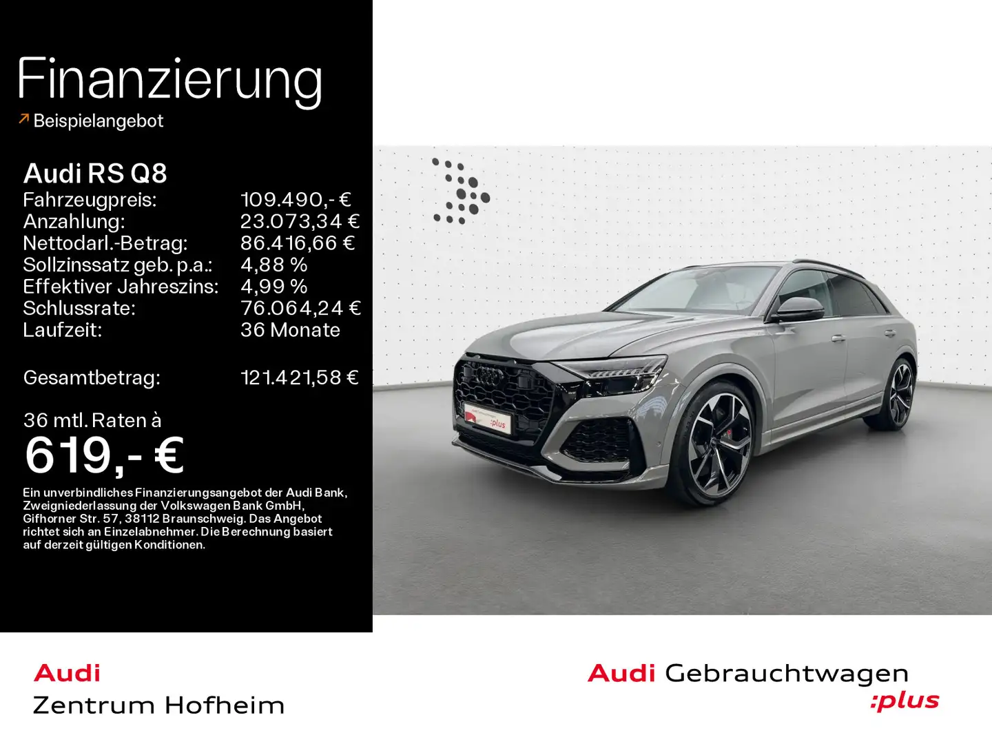 Audi RS Q8 *Keramik*305 km/h*B&O*HUD*Pano*Standh*Matri Gris - 1