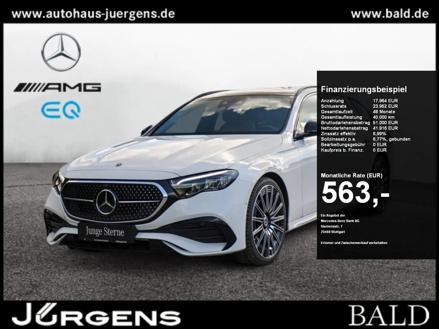 Mercedes-Benz E 220 d T AMG-Sport/Pano/AHK/Night/360/Distr/21" Weiß - 1