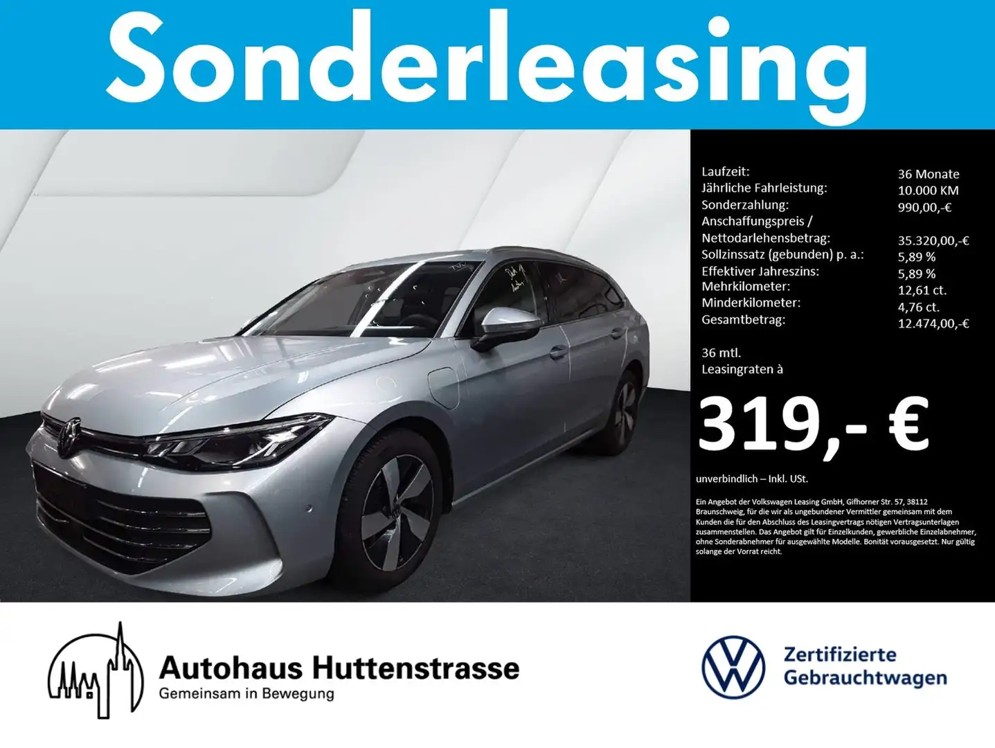 Volkswagen Passat Variant 1.5 eHybrid Business HuD KAMERA AHK Argent - 1