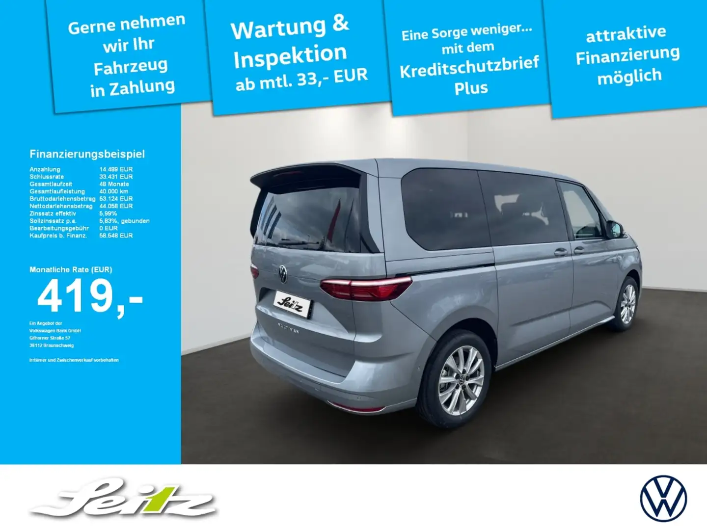 Volkswagen T7 Multivan 2.0 TDI KÜ Style *7-SITZER*AHK*PANO* Argent - 1