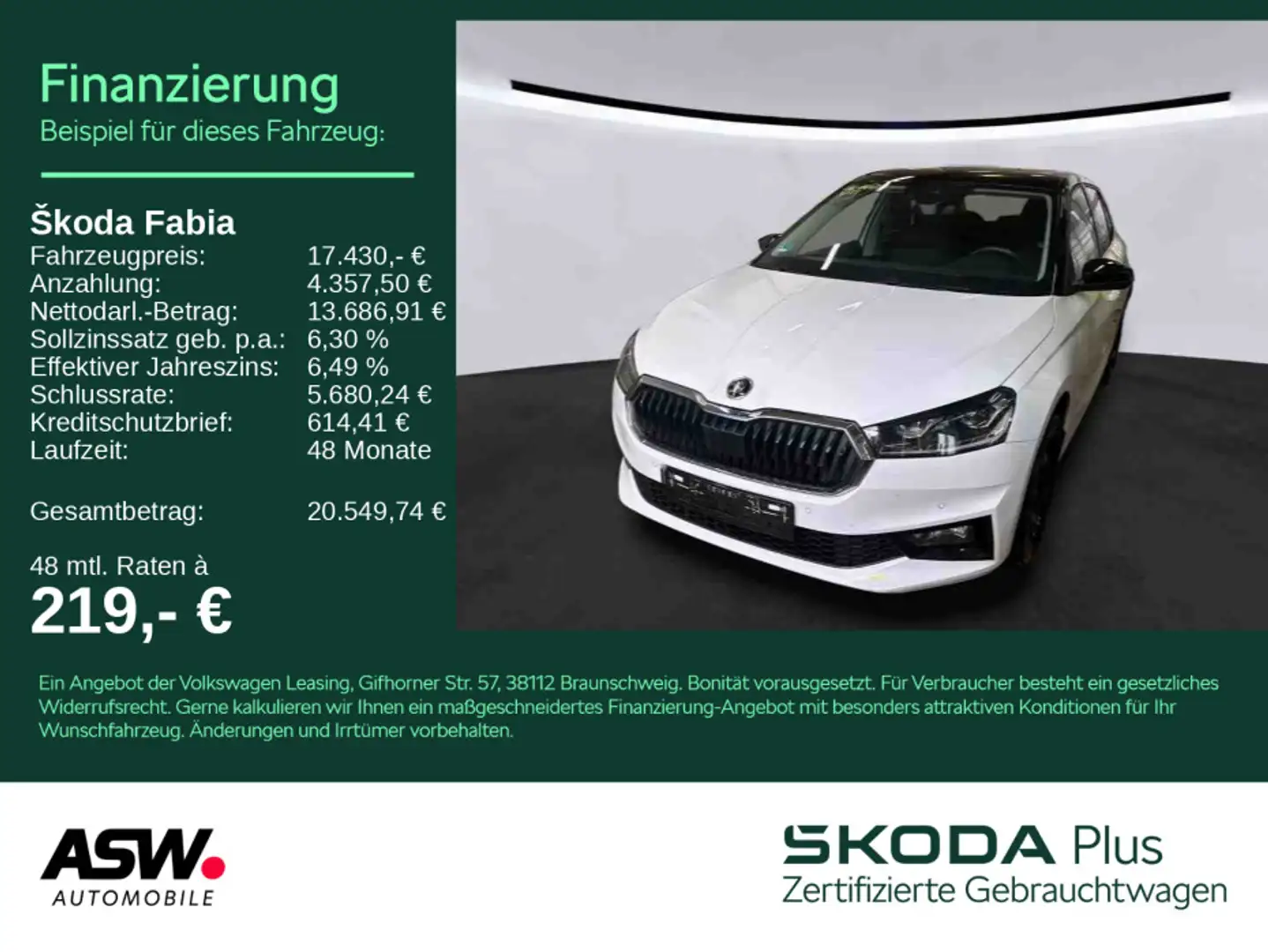 Skoda Fabia Style 1.0TSI DSG LED Klima Navi PDC SHZ Weiß - 1