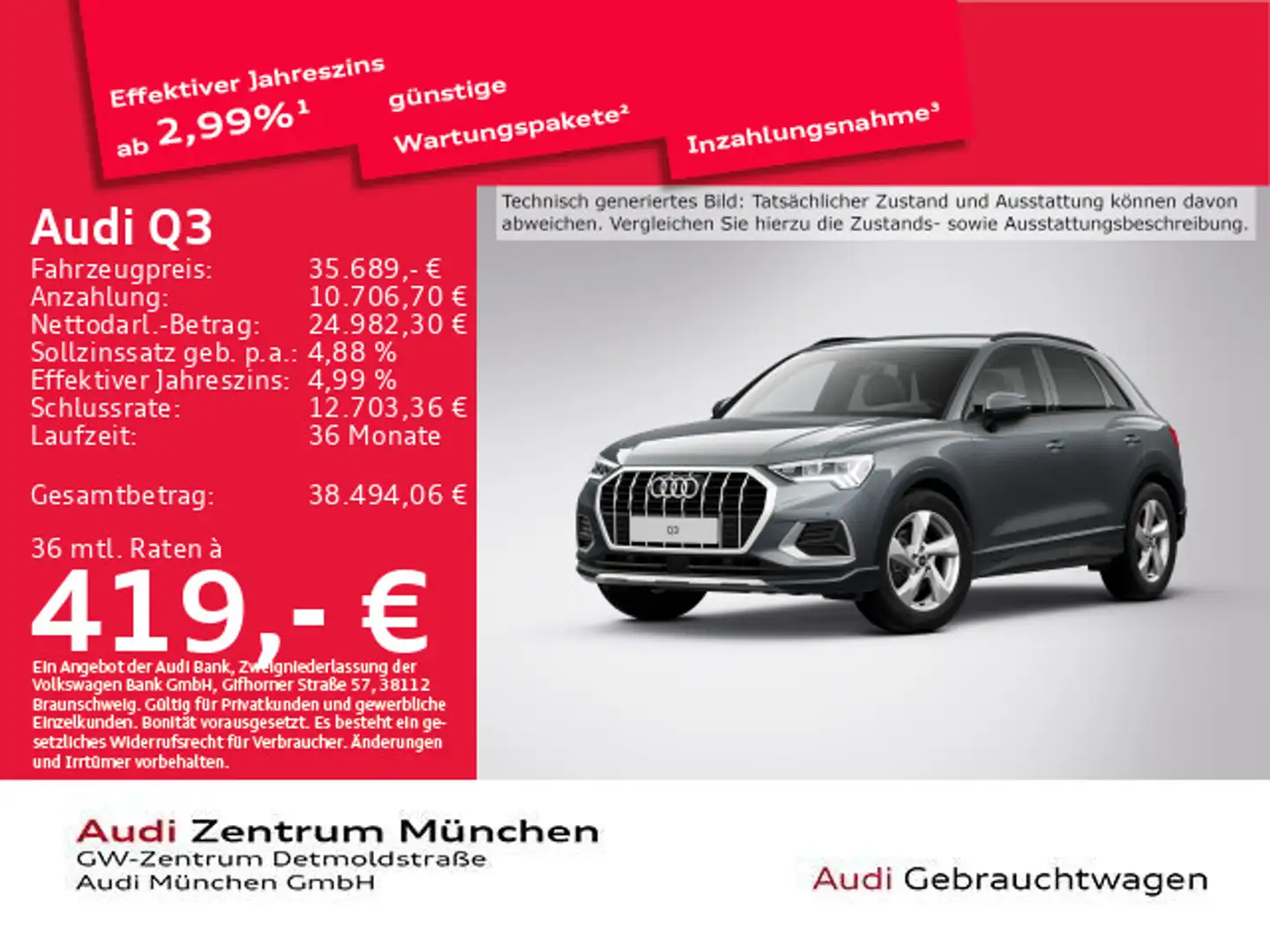 Audi Q3 35 TFSI S tronic advanced ACC/AHK/Virtual Grau - 1