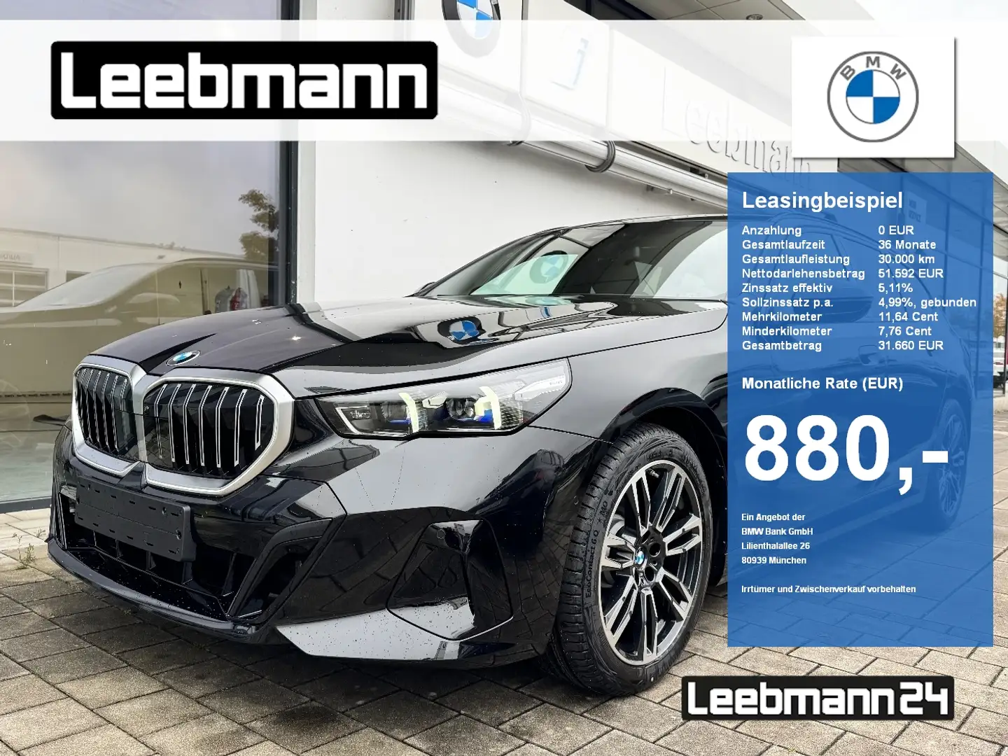 BMW 520 d Touring M-Sportpaket AHK/IconicGlow/ACC/HUD Schwarz - 1