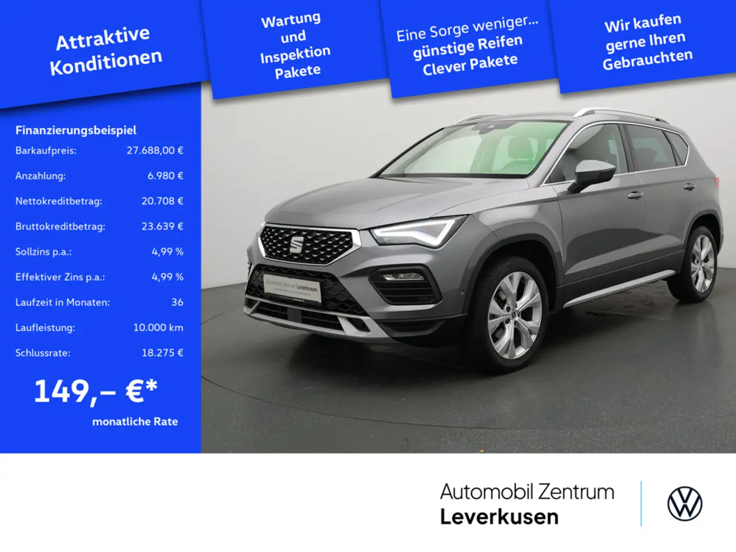 SEAT Ateca Xperience DSG AHK ACC CARPLAY LED KAM S Grau - 1