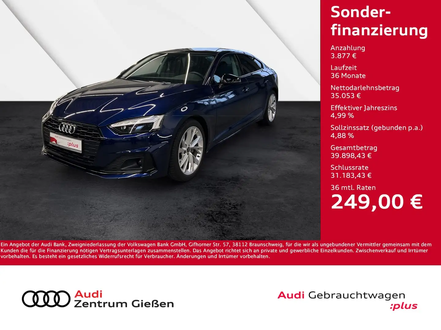 Audi A5 Sportback 40 TDI advanced black MATRIX PANO Albastru - 1