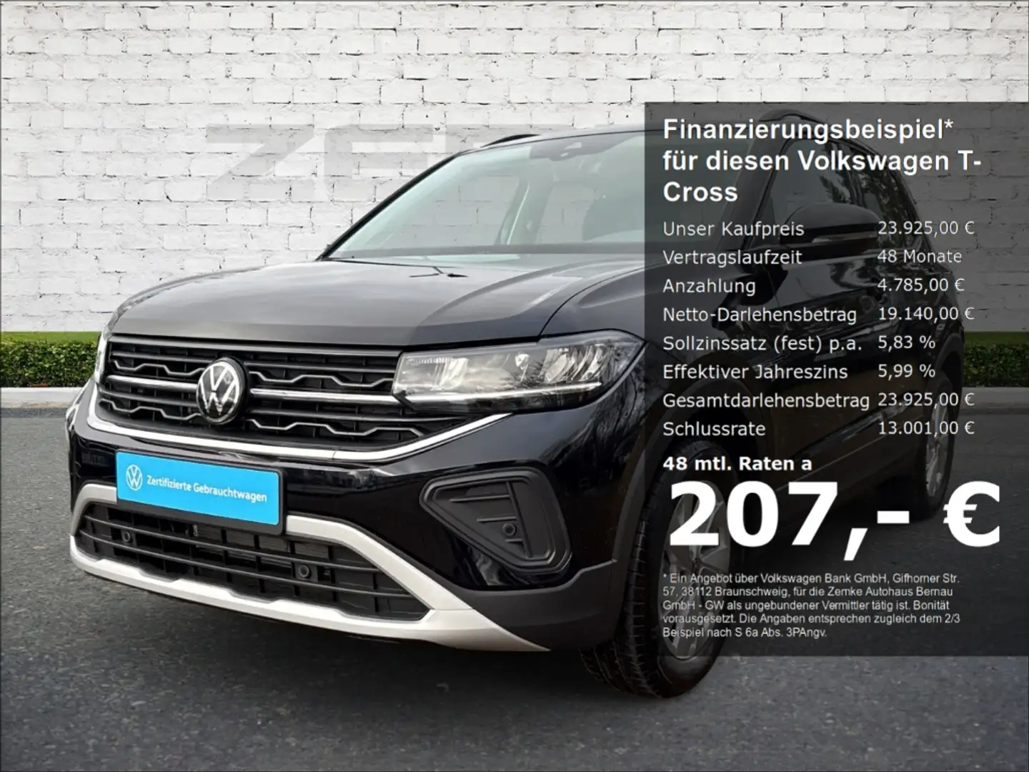 Volkswagen T-Cross 1.0 TSI Life Digitales Cockpit LED ACC Apple CarPl Noir - 1