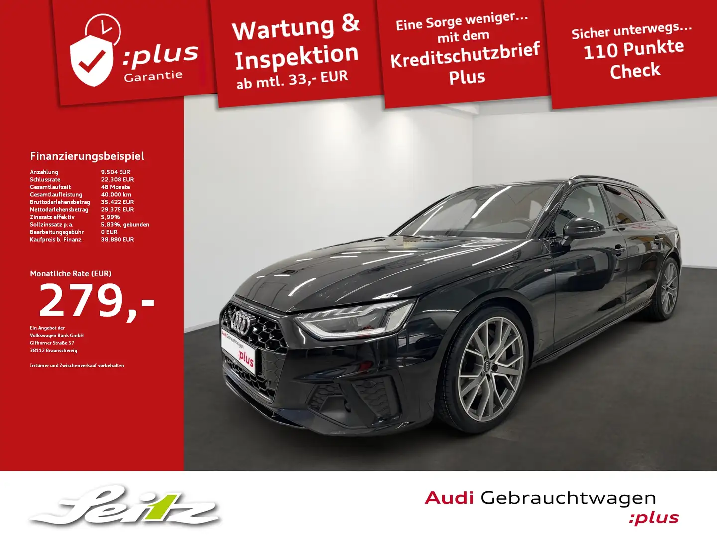 Audi A4 Avant 50 TDI quattro S line *MATRIX*KAMERA*NAVI* Zwart - 1