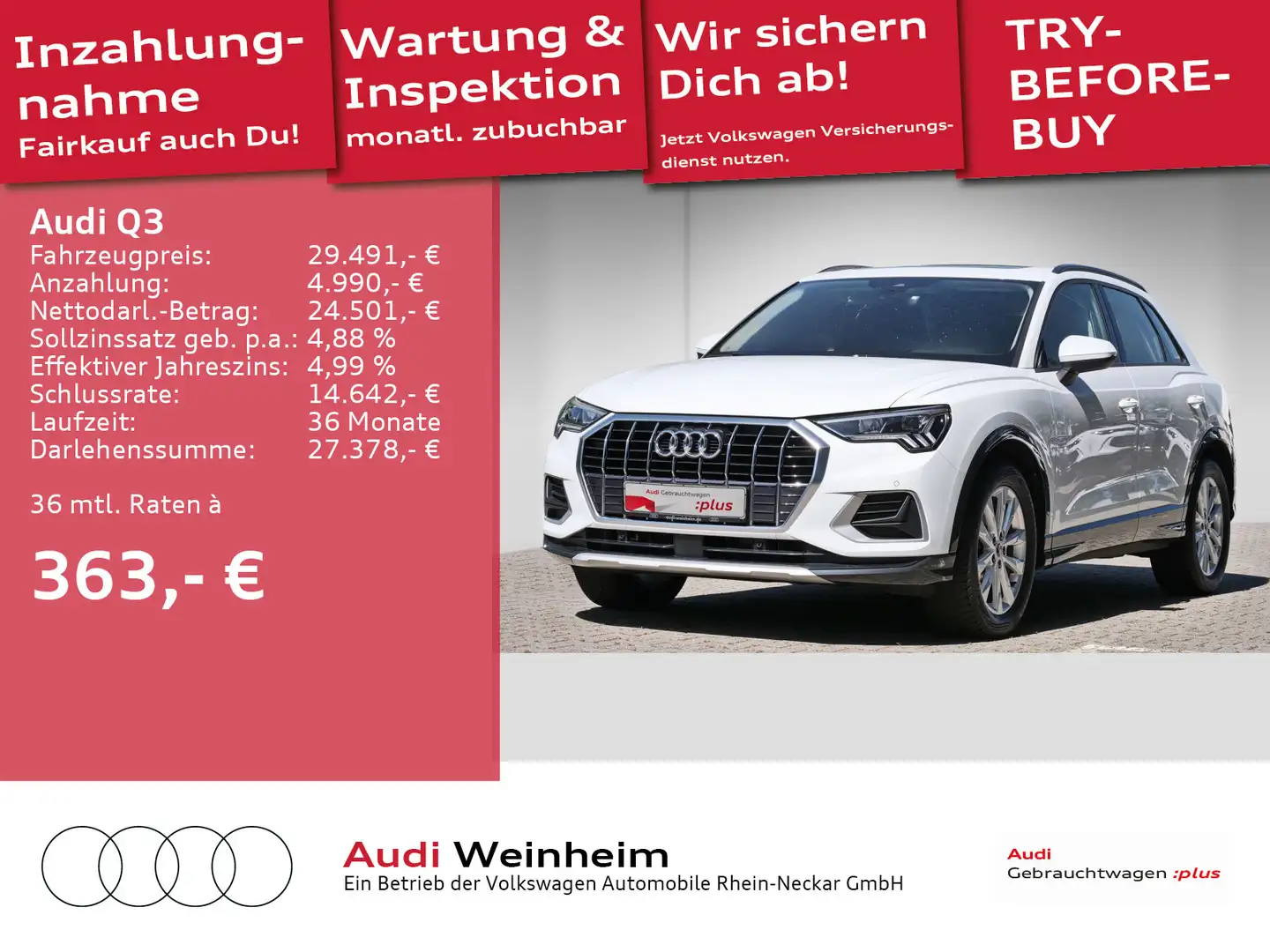 Audi Q3 35 TFSI AHK LED S-tronic Panoramadach uvm Wit - 1