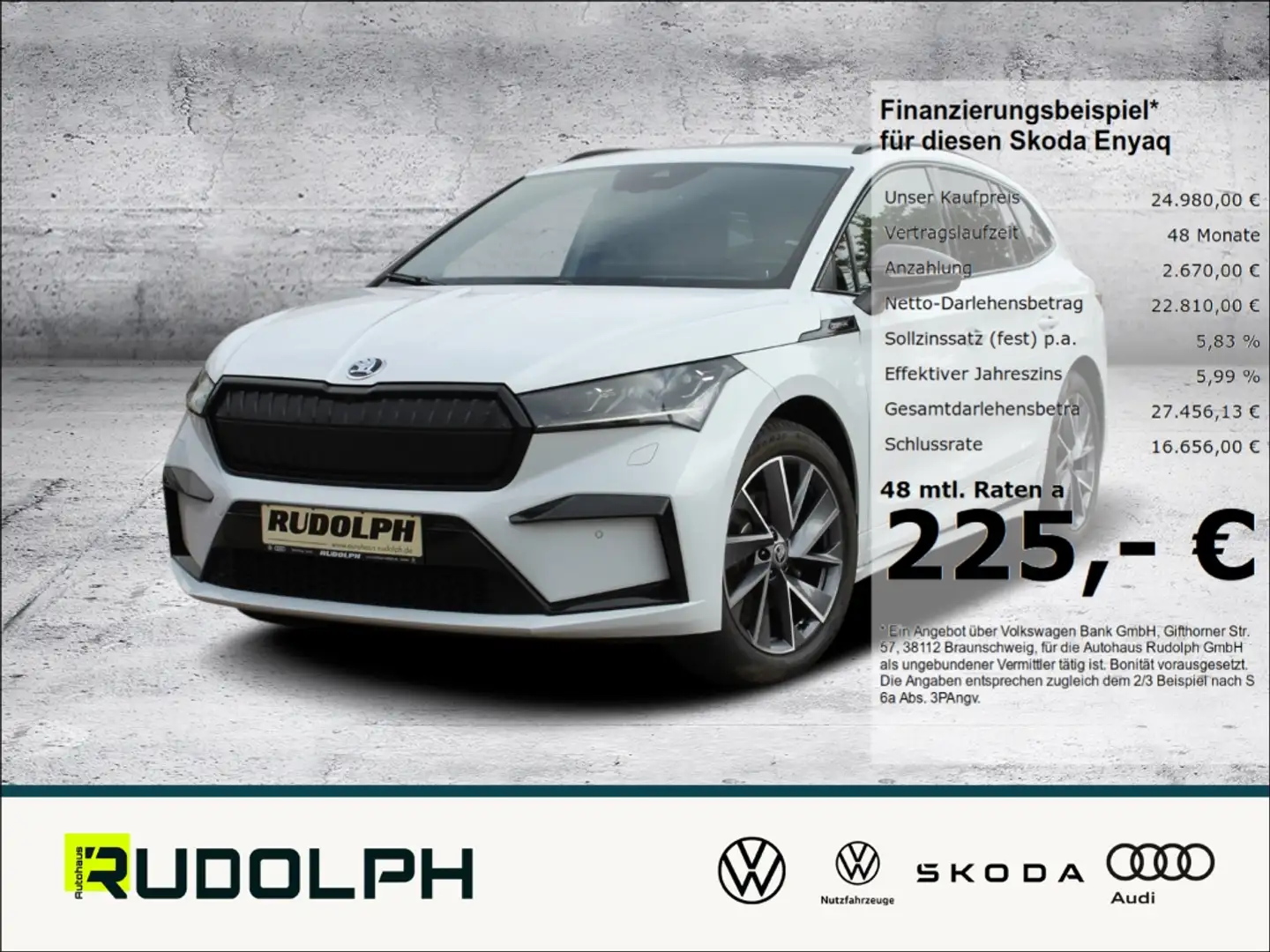 Skoda Enyaq 60 Sportline ACC LED HUD Rückfahrkam. Navi Weiß - 1