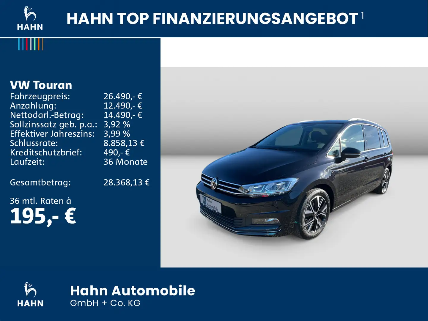 Volkswagen Touran 1.5TSI Highline 7-Sitze Navi AHK ACC CAM Schwarz - 2