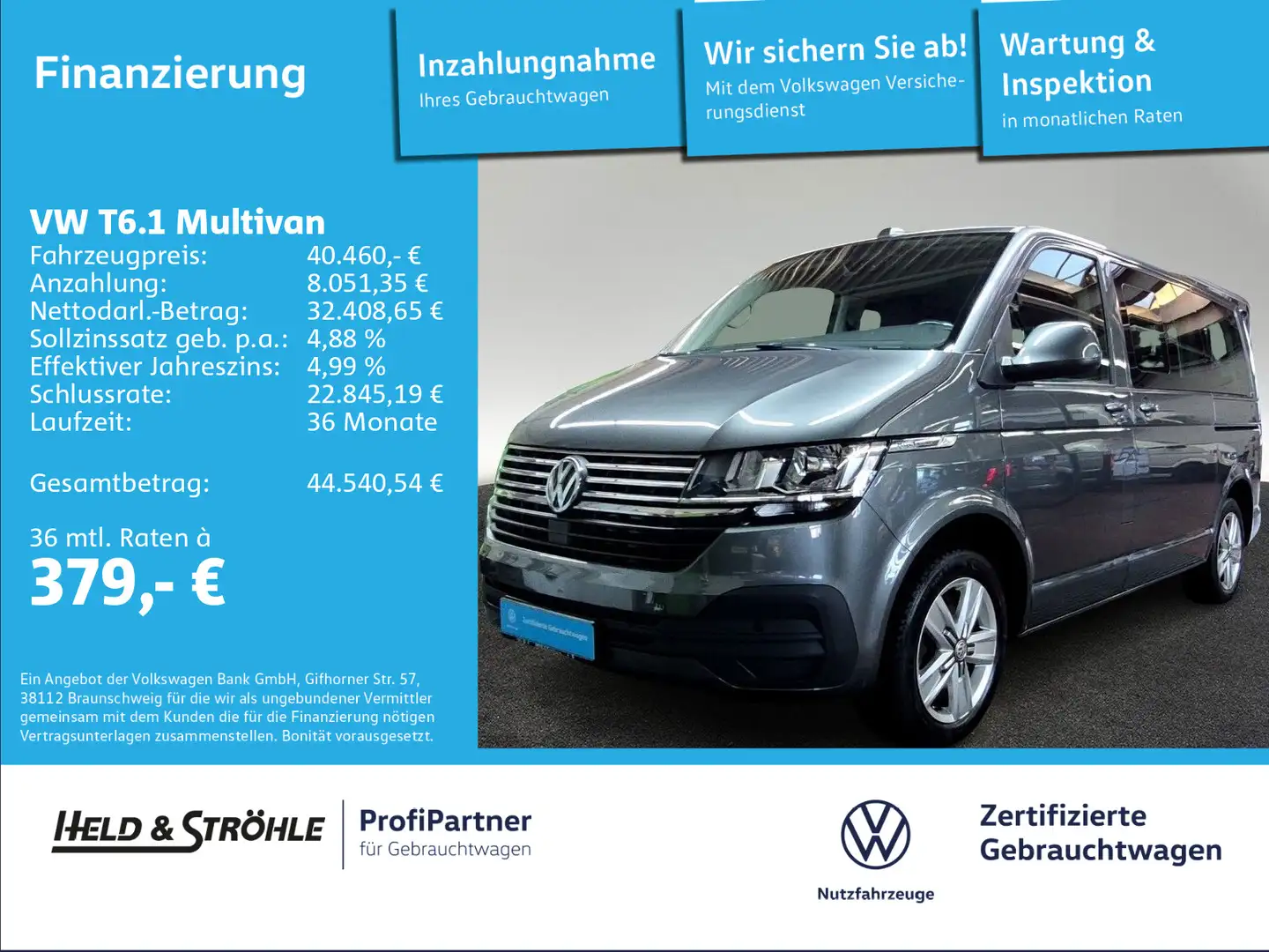 Volkswagen T6.1 Multivan Comfortline 2.0 TDI DSG AHK STDHZG Grau - 1