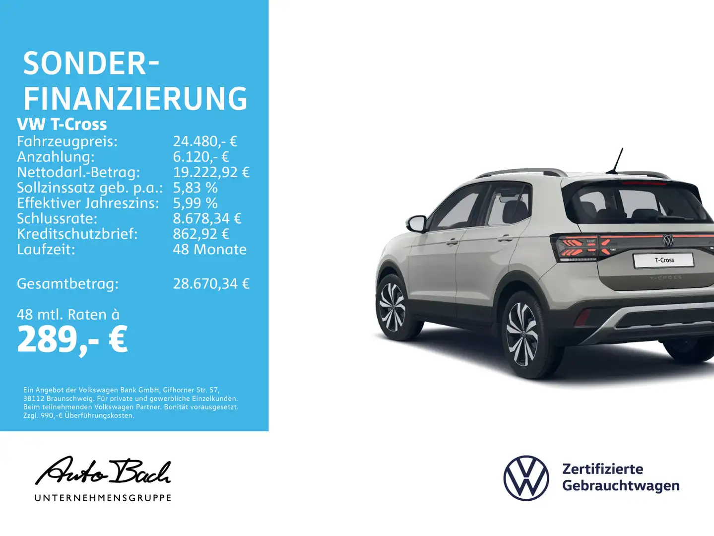 Volkswagen T-Cross 1.0 TSI Style DSG Navi LED ACC EPH DAB Grau - 2