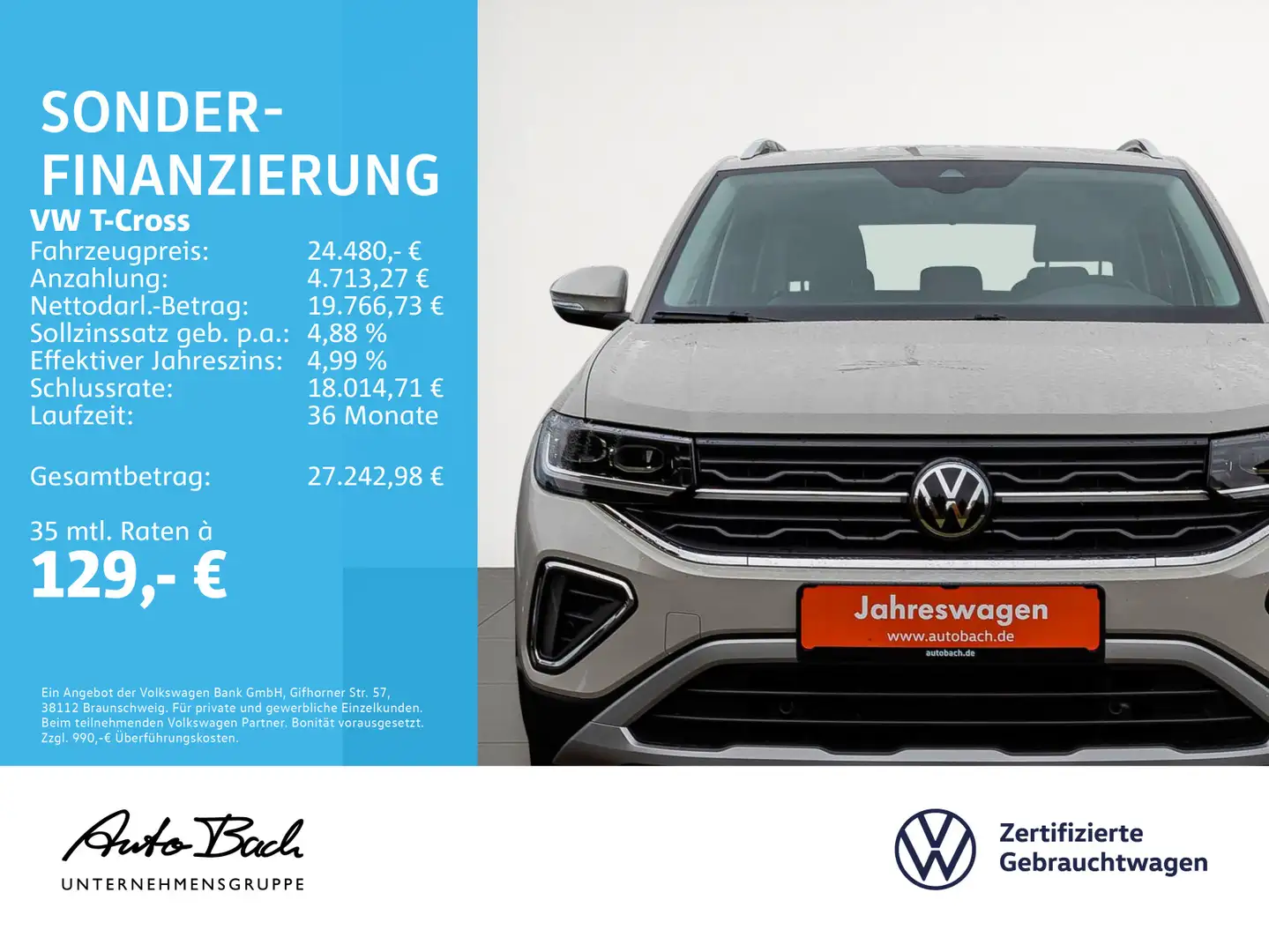Volkswagen T-Cross 1.0 TSI Style DSG Navi LED ACC EPH DAB Gris - 2