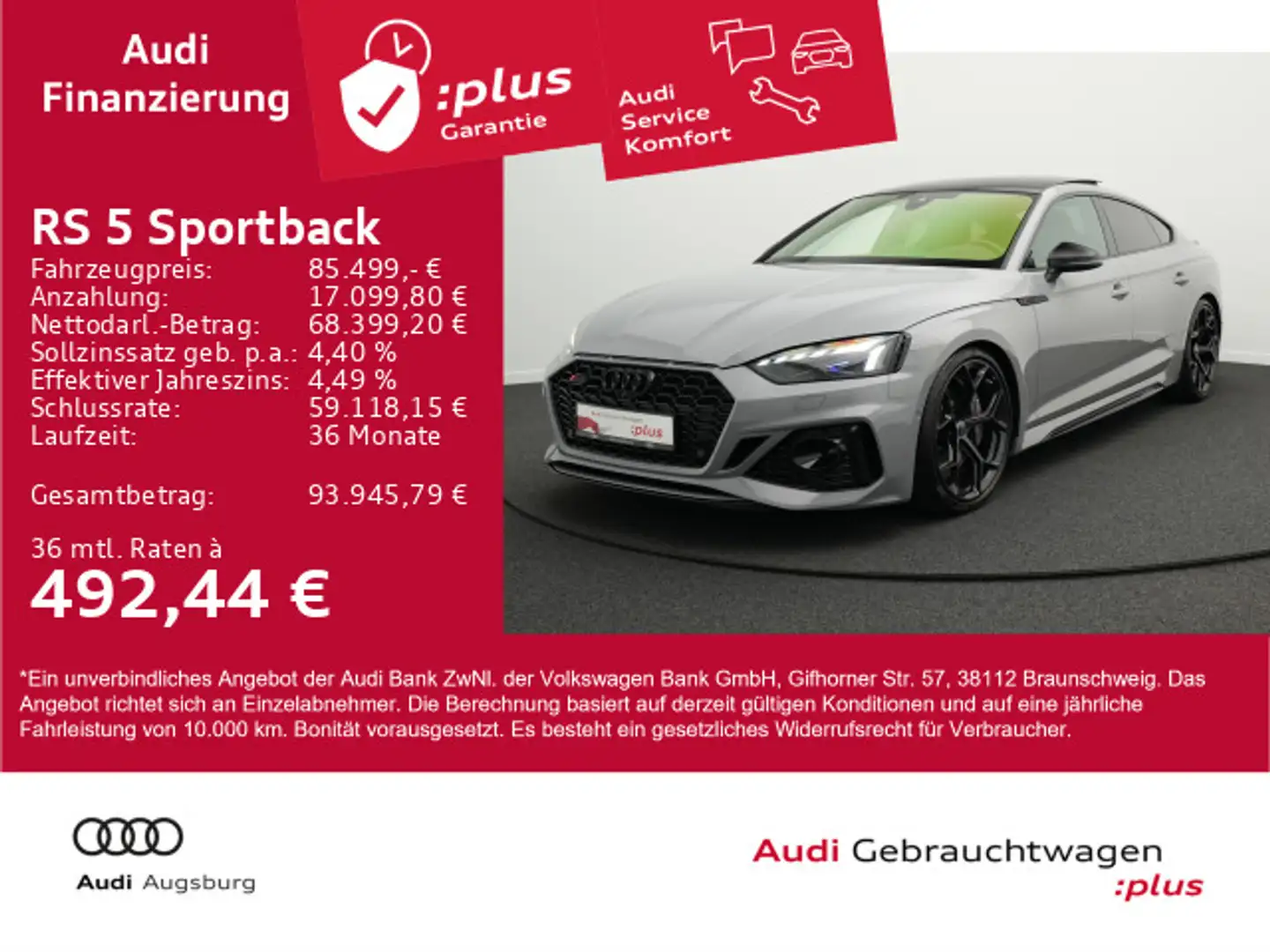 Audi RS5 perfor. *UPE128*V/m300*KERA.*20" Grau - 1