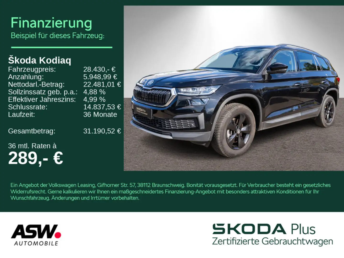 Skoda Kodiaq Tour 2.0TDI 4x4 DSG LED Nav PDC Stdhz AHK Noir - 1