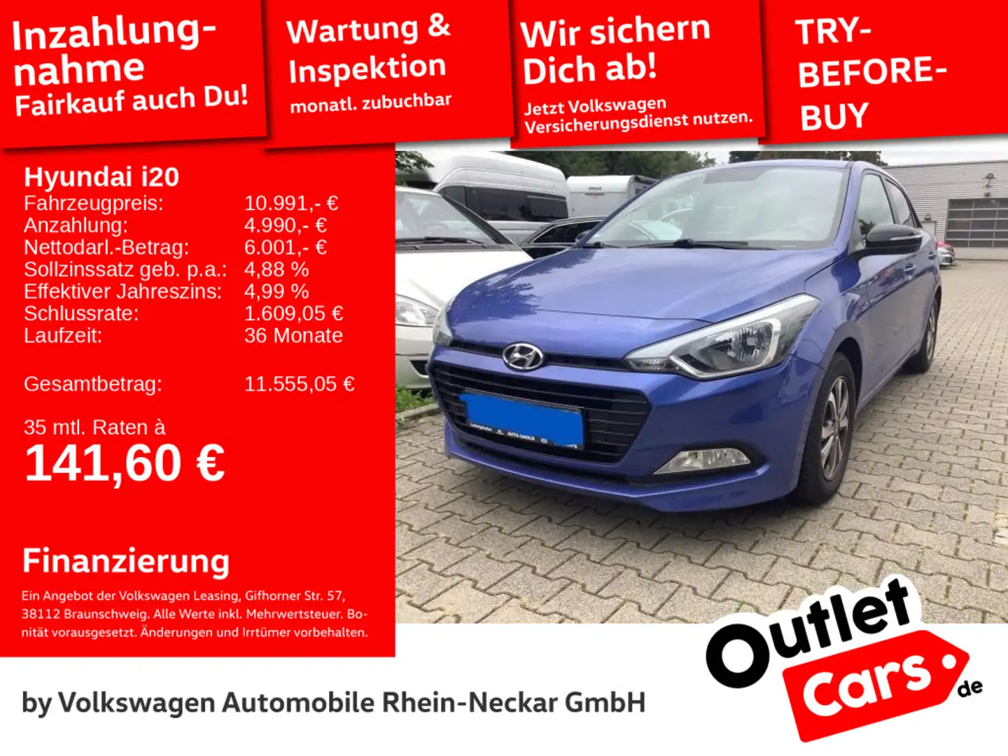 Hyundai i20 Passion Klima Berganfahrhilfe uvm Blau - 1