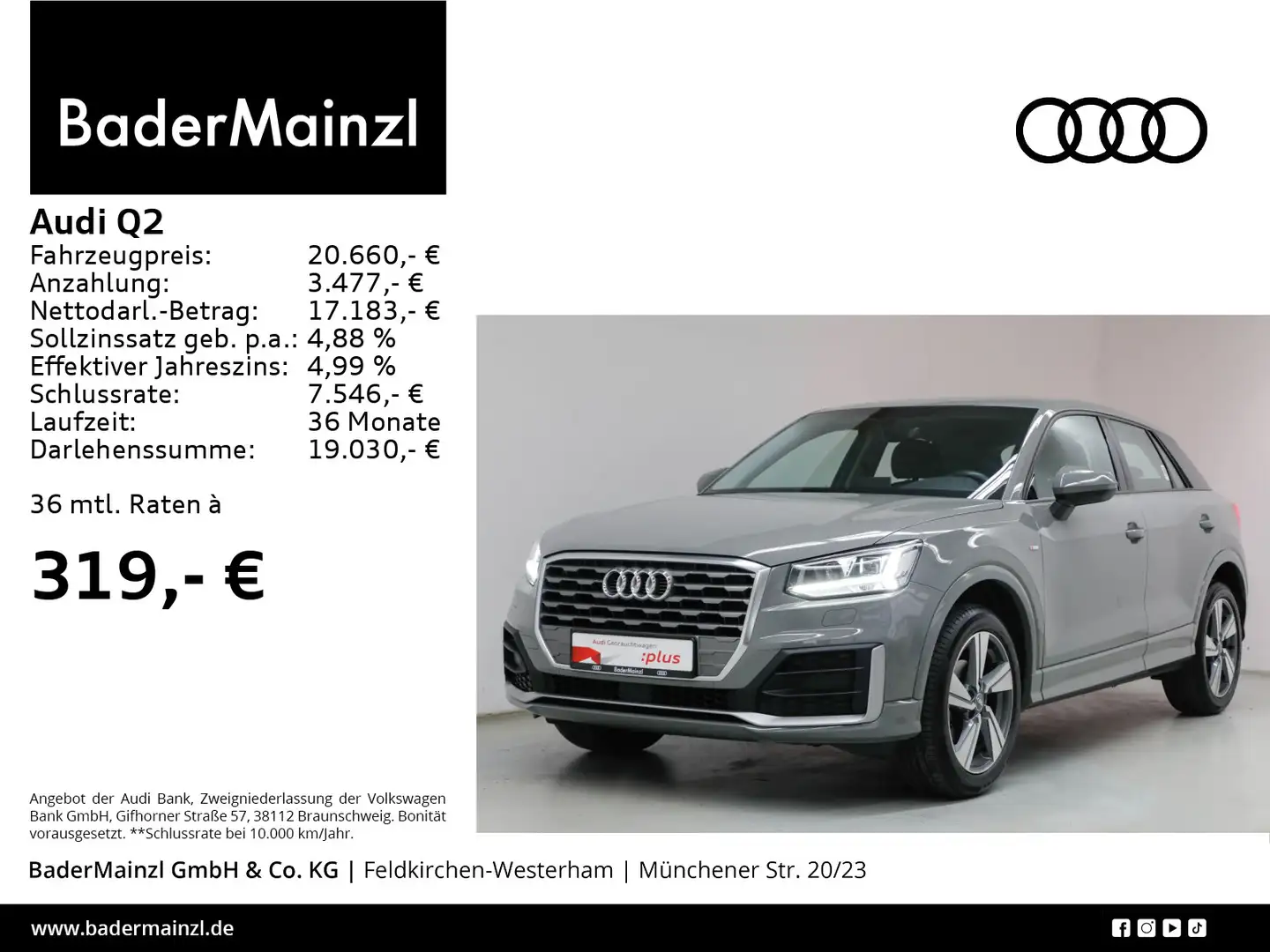 Audi Q2 30 TFSI S line AHK PDC SHZ LED Gris - 1