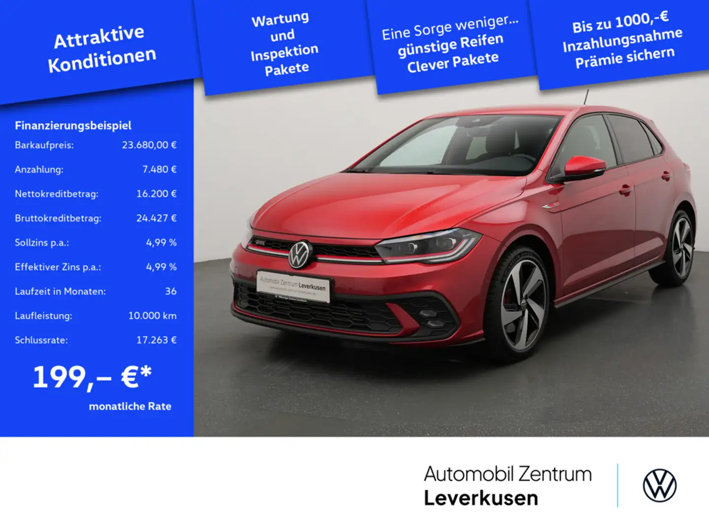 Volkswagen Polo GTI DSG MATRIX ACC VIRT CARPLAY SHZ PDC Rot - 1