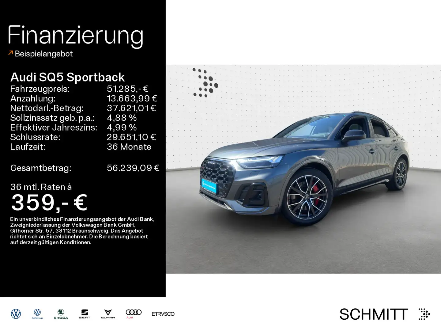 Audi SQ5 TDI MarixLED+Pano+Navi+el Sitze Grijs - 1
