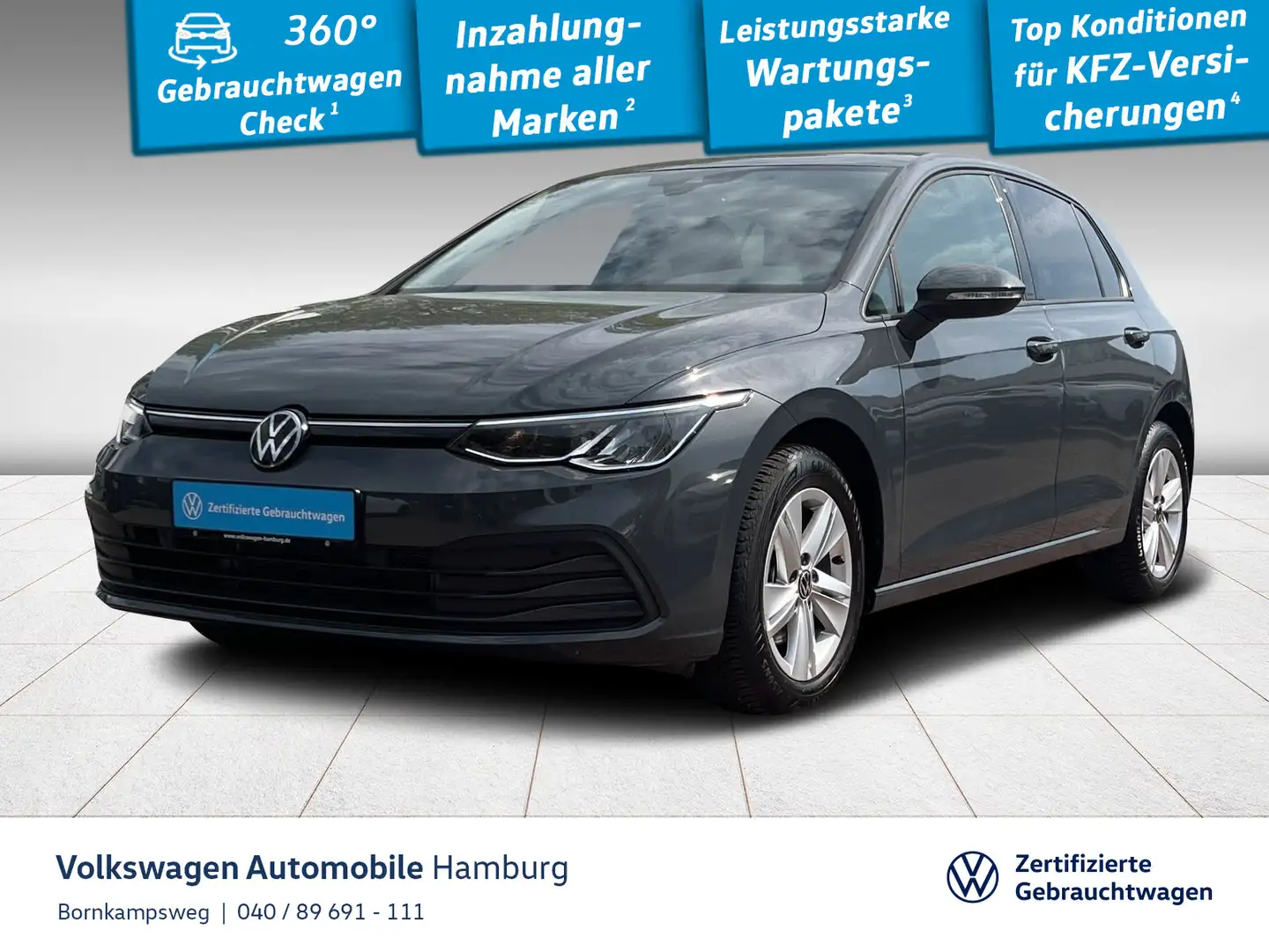 Volkswagen Golf VIII 1.5 eTSI Life DSG Navi LED Sitzheizung Gris - 1