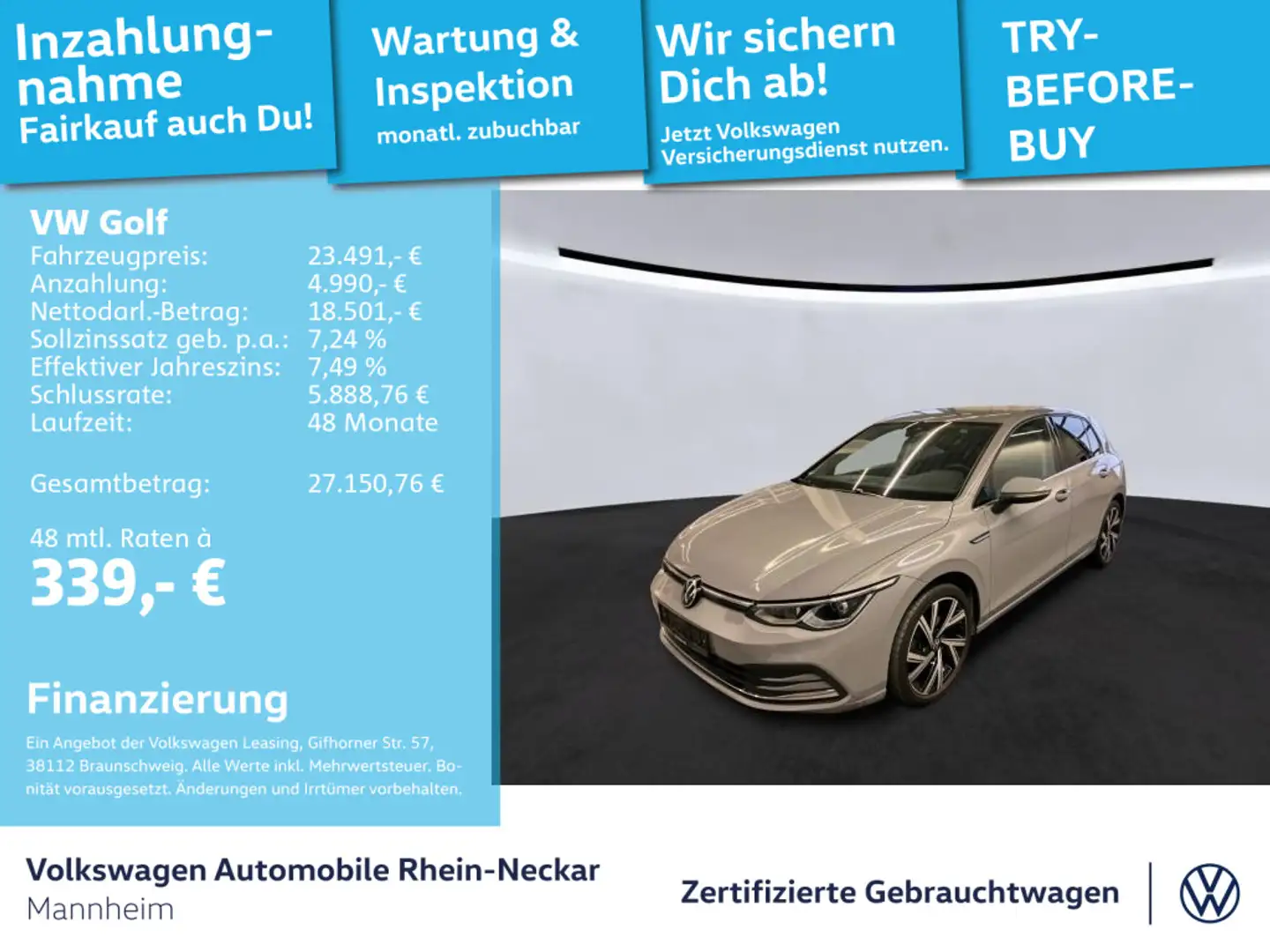 Volkswagen Golf VIII 1.5 eTSI Style DSG Navi Kamera Matrix- Grau - 1