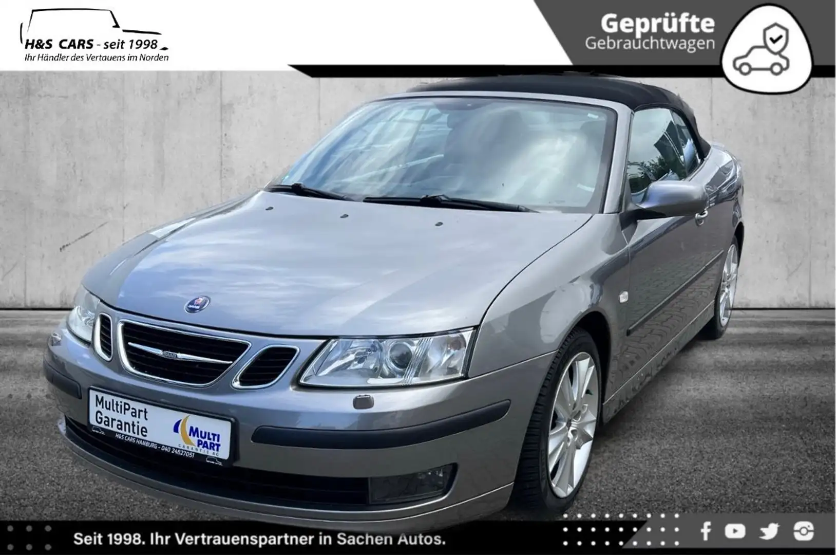 Saab 9-3 1.9 TiD Vector Cabrio 1.H BI-XEN NAV LEDER Grau - 2