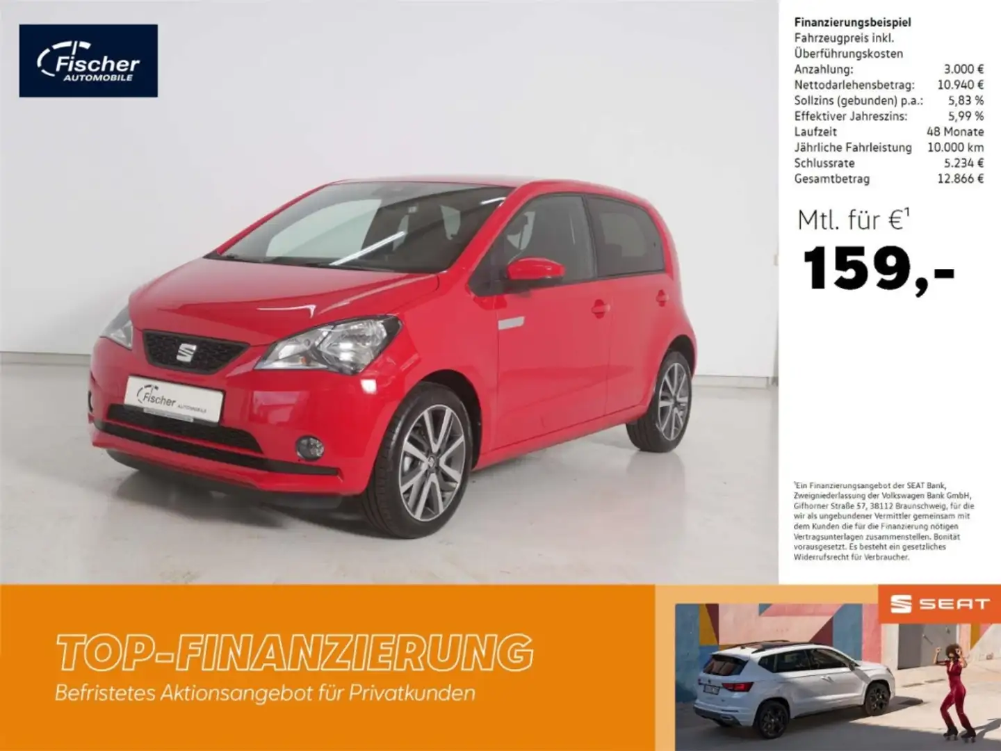 SEAT Mii Electric Plus 37 kWh NAV/PDC/SH/Leichtmetall Rot - 1