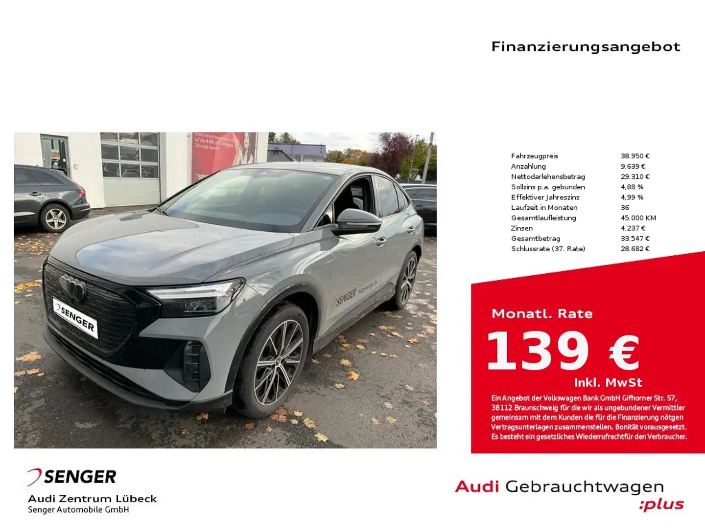 Audi Q4 e-tron Sportback 40 Nav PDC ACC Digi-Cockpit Grau - 1