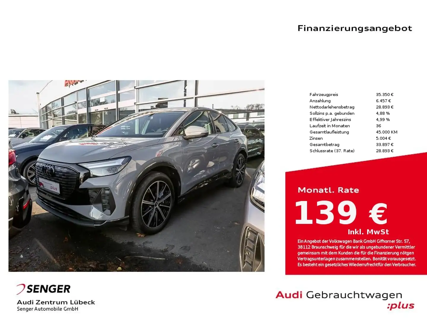Audi Q4 e-tron Sportback 40 Nav PDC ACC Sportsitze Gris - 1