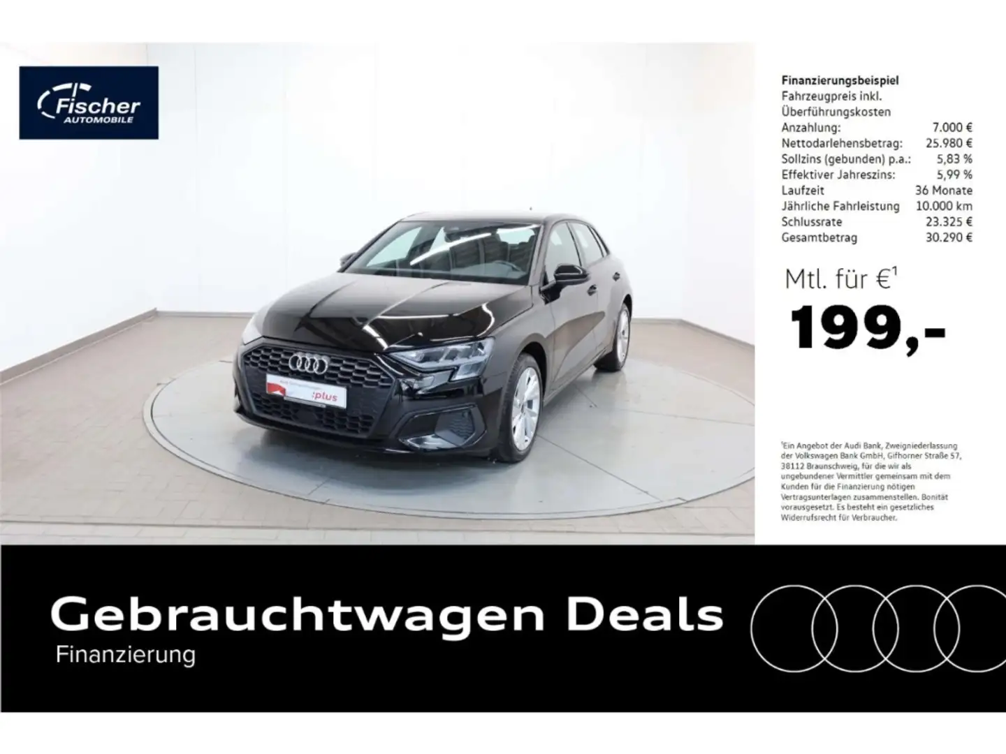 Audi A3 Sportback 35 TFSI Advanced S-Line Schwarz - 1