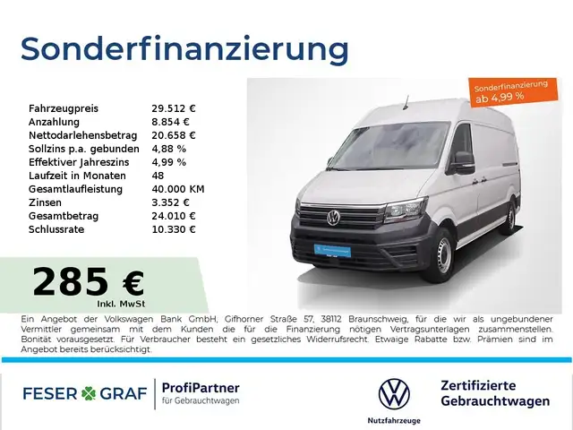 Volkswagen Crafter 2.0TDI Kasten MR Hochdach Klimaanlage 2xSchiebe